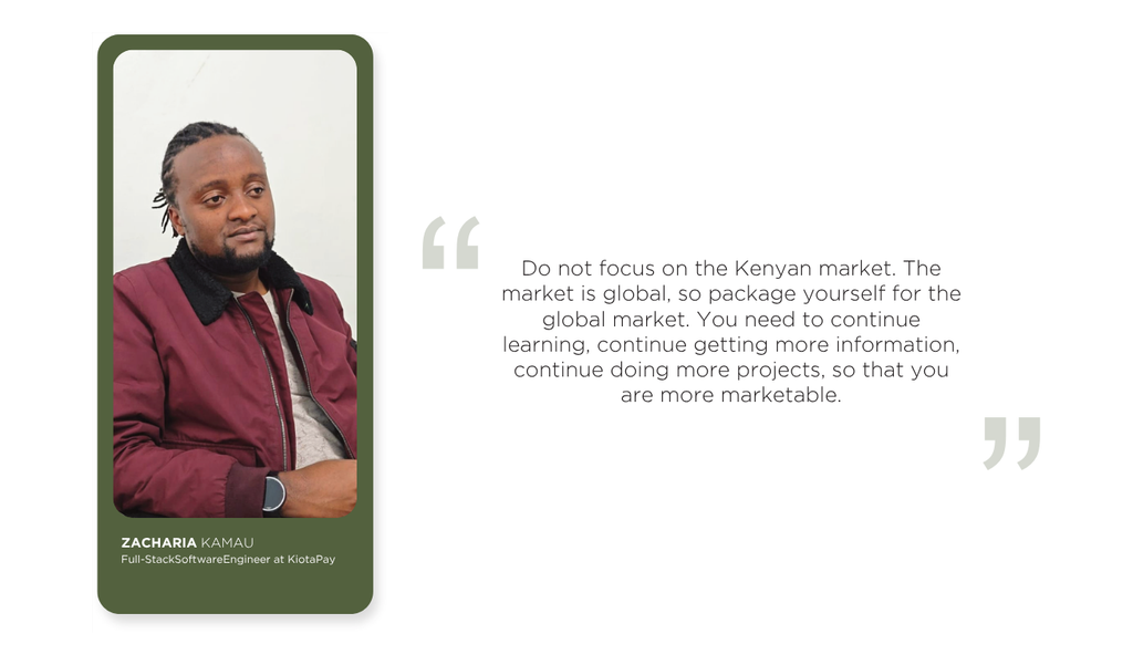 Moringa School graduate and full-stack software engineer discussing global opportunities, continuous learning and career growth.